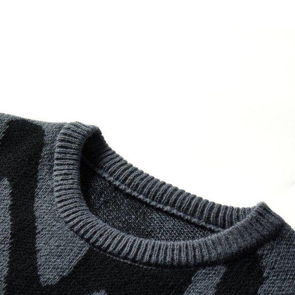 Grey Casual Mens Graphic Pattern Sweater - Picture 3 of 5